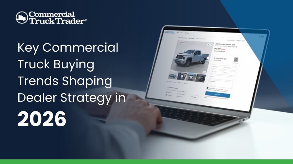 man sitting at computer, with a truck listing displayed on the screen